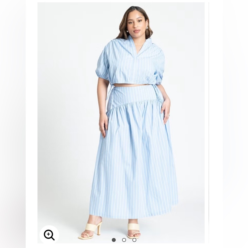 Striped Light Blue Maxi Skirt Two-Piece Dress